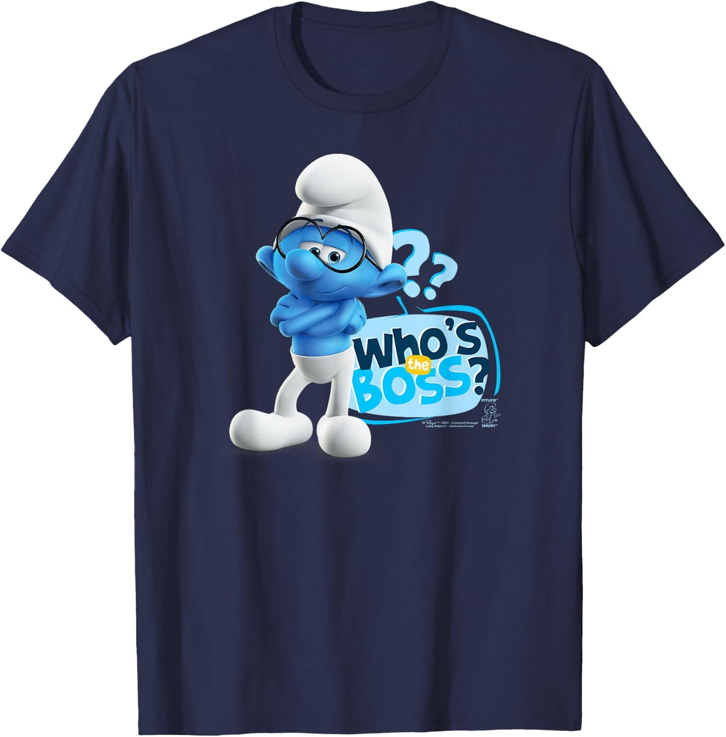 The Smurfs Brainy Who's The Boss? T-Shirt - T-Shirt | Navy