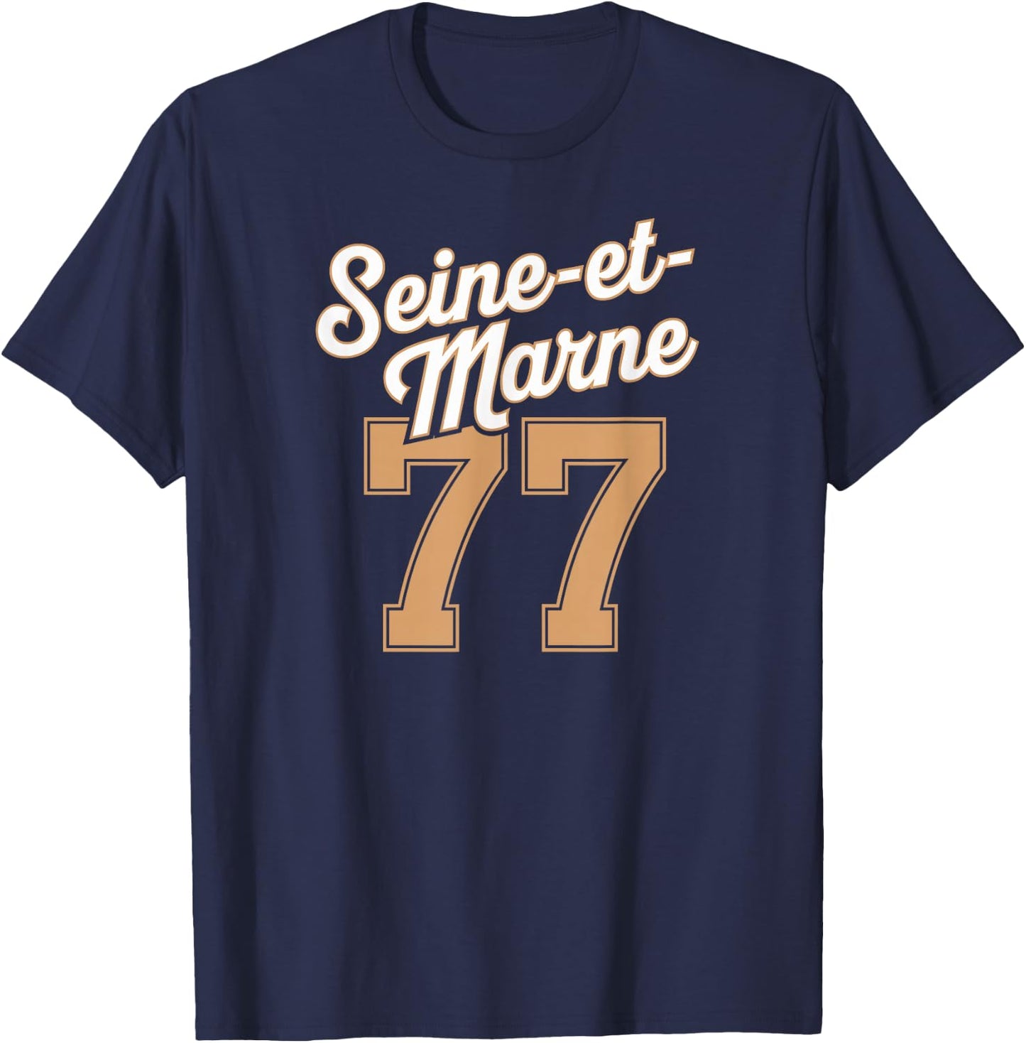 Seine-et-Marne 77 , Black, S T-Shirt - T-Shirt | Navy