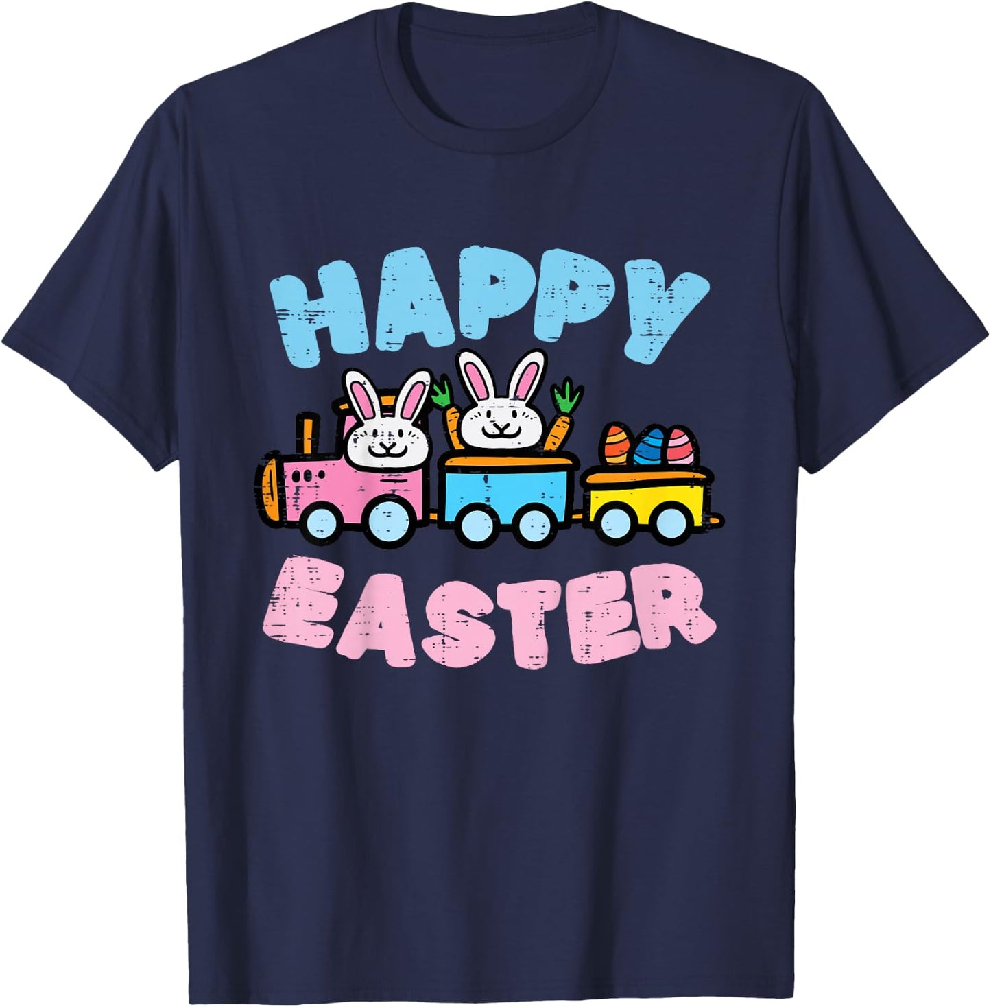Kids Happy Easter Train Bunny Cute Spring Boys Kids Toddler Youth T-Shirt - T-Shirt | Navy