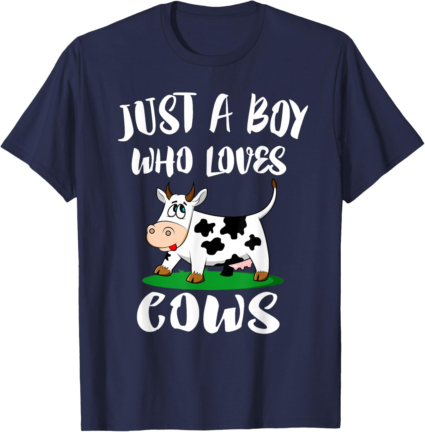Just A Boy Who Loves Cows Animal Farm Small T-Shirt - T-Shirt | Navy