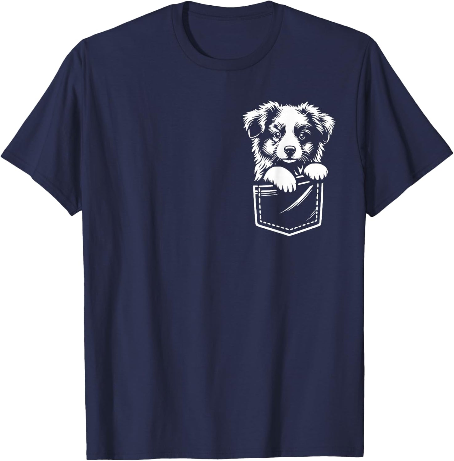 Cute Australian Shepherd Peeking Aussie Dog Graphic Design T-Shirt - T-Shirt | Navy