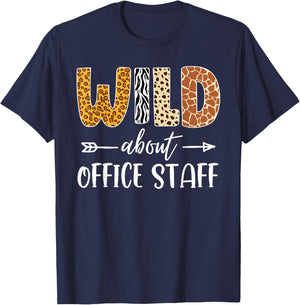 Wild About Office Staff Leopard Teacher Back to School Kids T-Shirt - T-Shirt | Navy