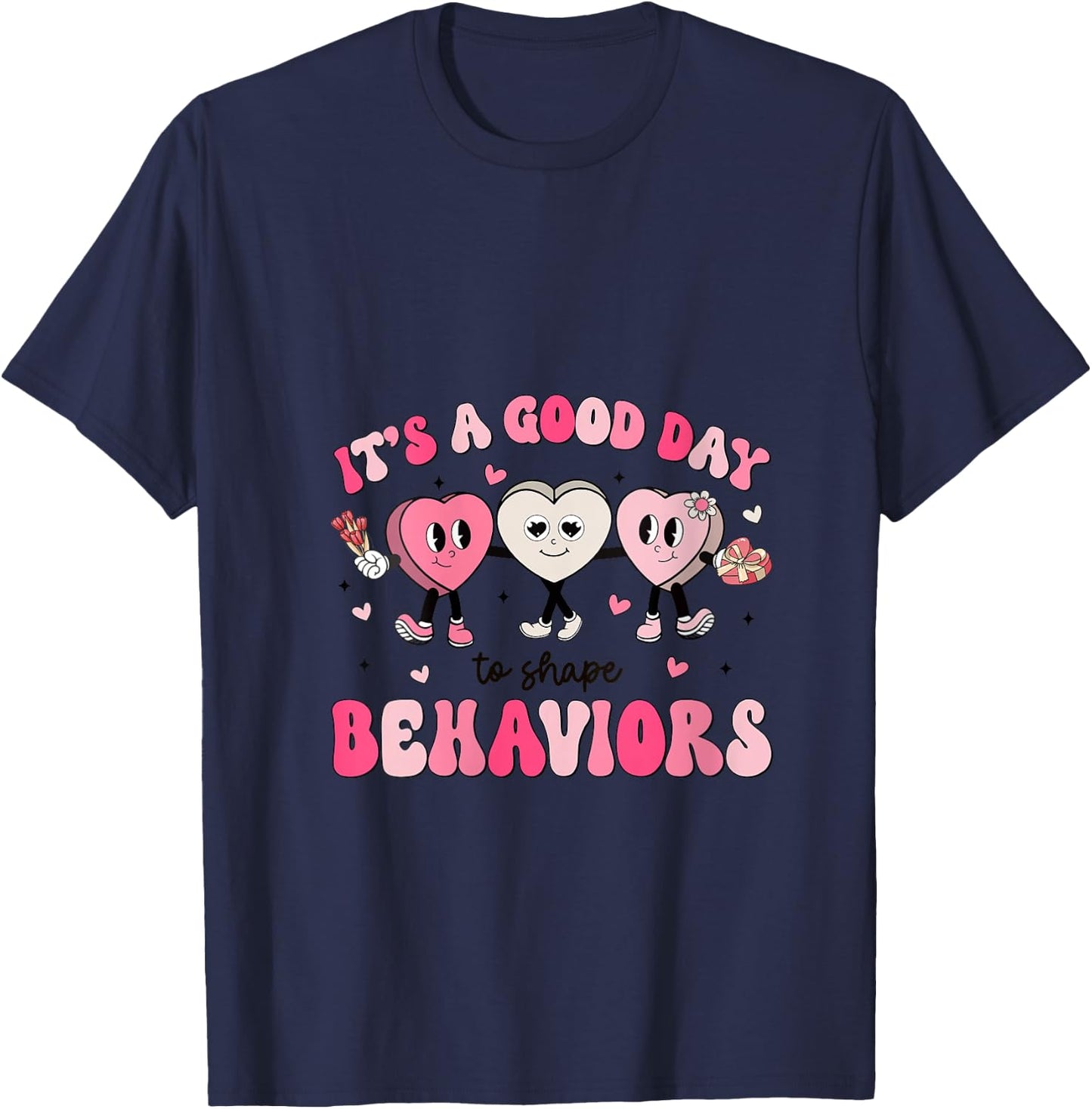 It's A Beautiful Day To Shape Behaviors Analyst Valentine V-Neck T-Shirt - T-Shirt | Navy