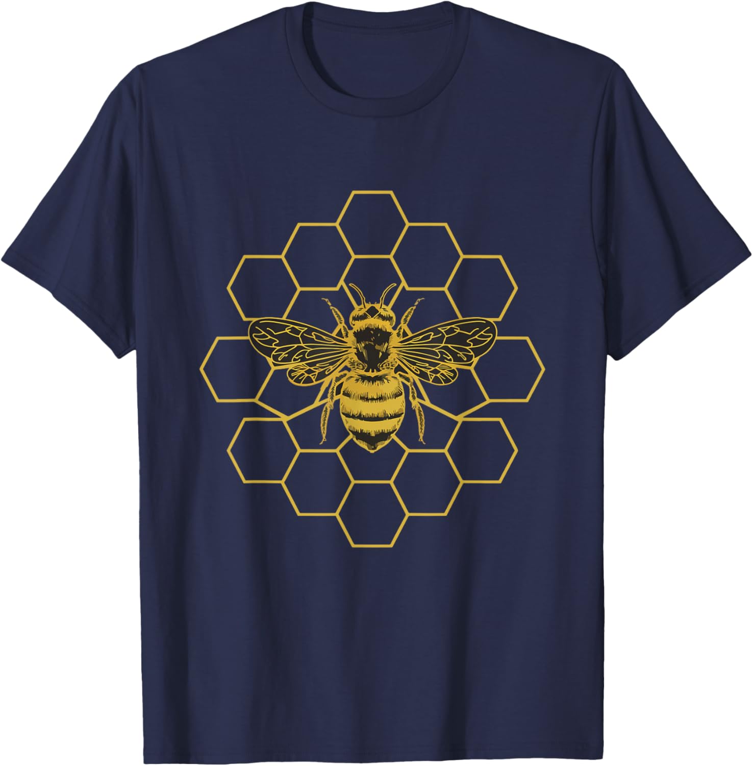 Golden Bee Majesty Beekeeping Beekeeping Honeycomb , Black, S T-Shirt - T-Shirt | Navy