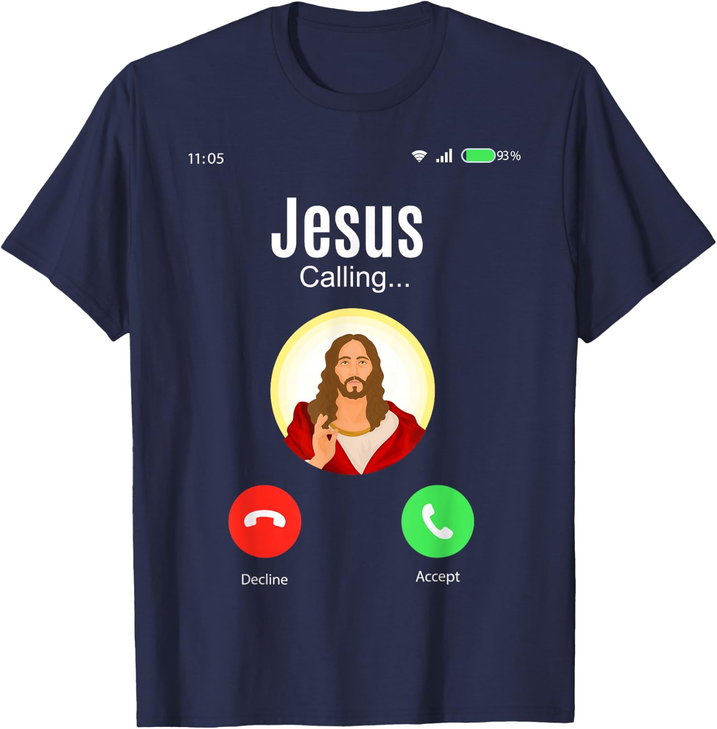 Jesus Calls , black T-Shirt - T-Shirt | Navy
