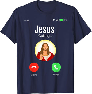 Jesus Calls , black T-Shirt - T-Shirt | Navy