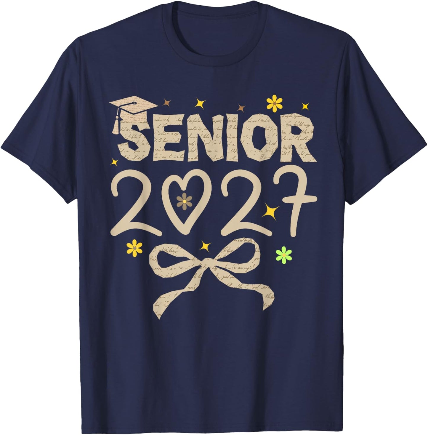 Class of 2027 Senior Coquette Bow 2027 Graduation T-Shirt - T-Shirt | Navy