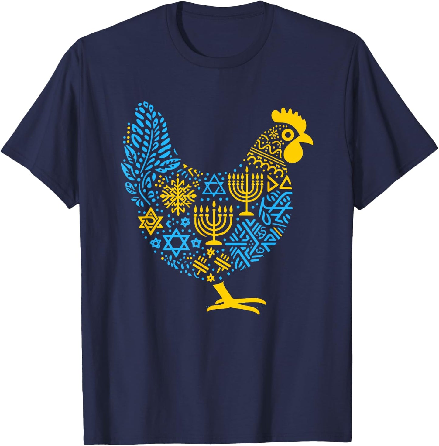 Chicken Menorah Dreidel Jewish Hanukkah Kids T-Shirt - T-Shirt | Navy