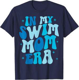 In My Swim Mom Era Groovy Swimming Swimmer Mom T-Shirt - T-Shirt | Navy
