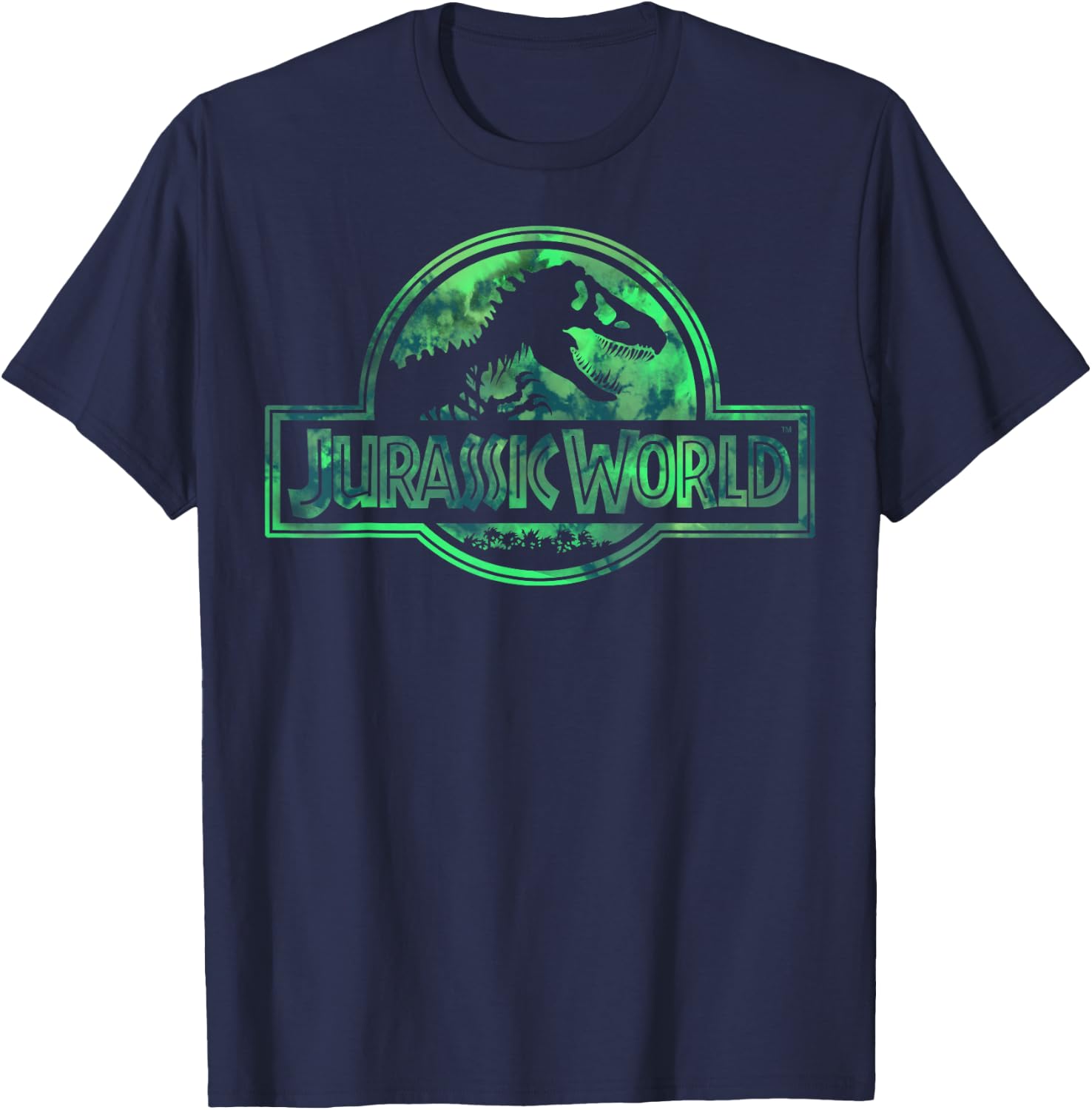 Jurassic World Green Teal Watercolor Logo Small T-Shirt - T-Shirt | Navy