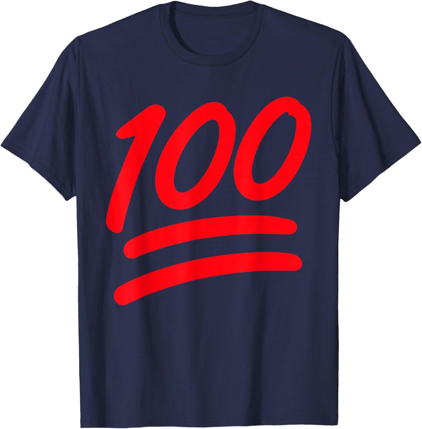 Funny Emoticon Hundred Points Symbol 100 Score T-Shirt - T-Shirt | Navy
