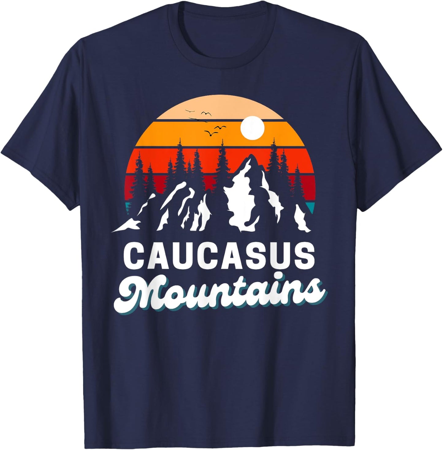 Caucasus Mountains Outdoor Hiking Nature Retro Souvenir T-Shirt - T-Shirt | Navy