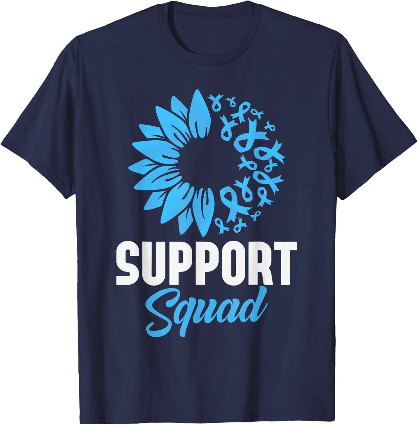 Prostate Cancer Awareness Support Squad Blue Ribbon T-Shirt - T-Shirt | Navy