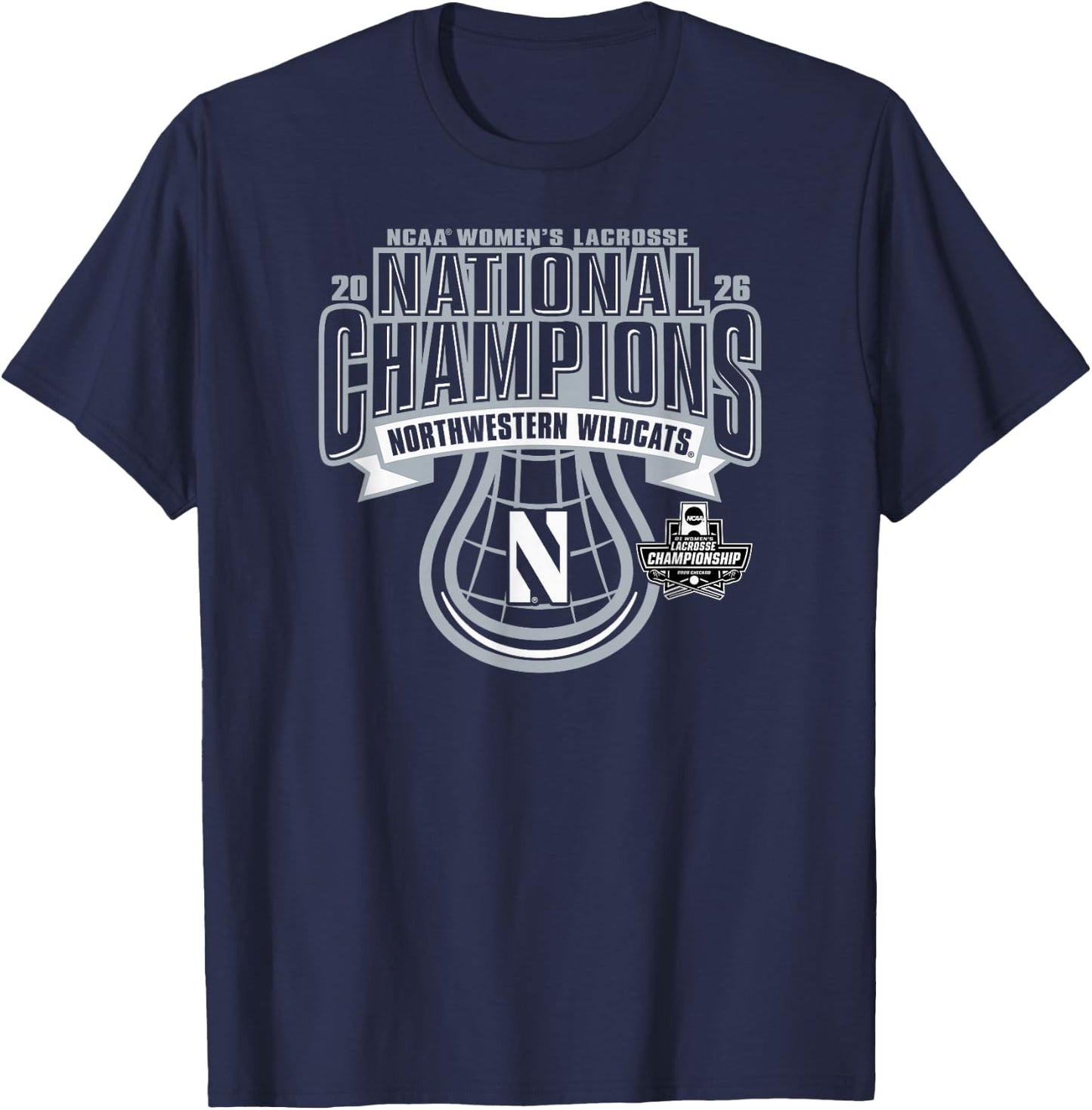 Northwestern Wildcats National Champs 2026 Women's Lacrosse T-Shirt - T-Shirt | Navy