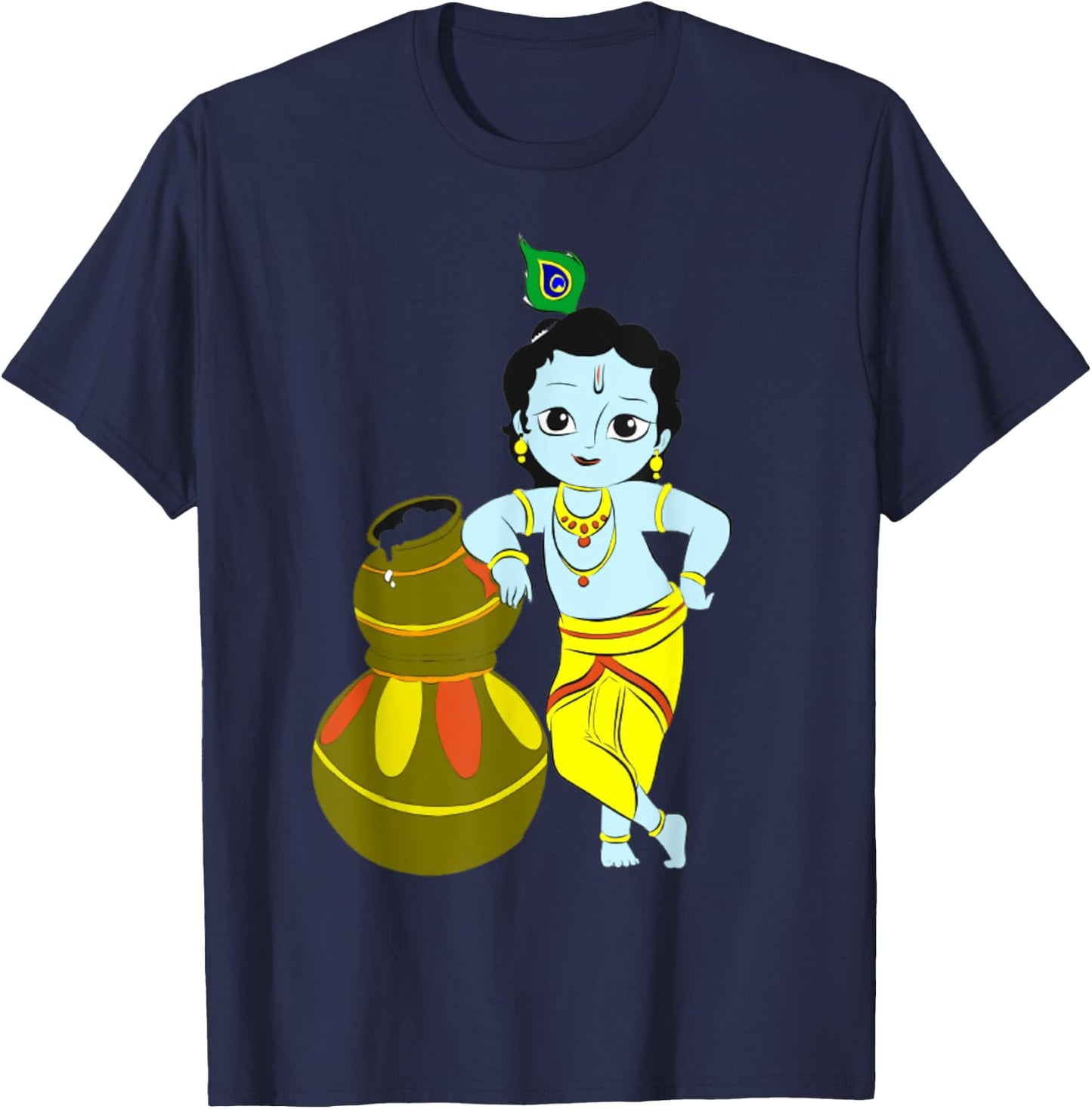 Yoga Meditation Spiritual Hindu God Krishna T-Shirt - T-Shirt | Navy