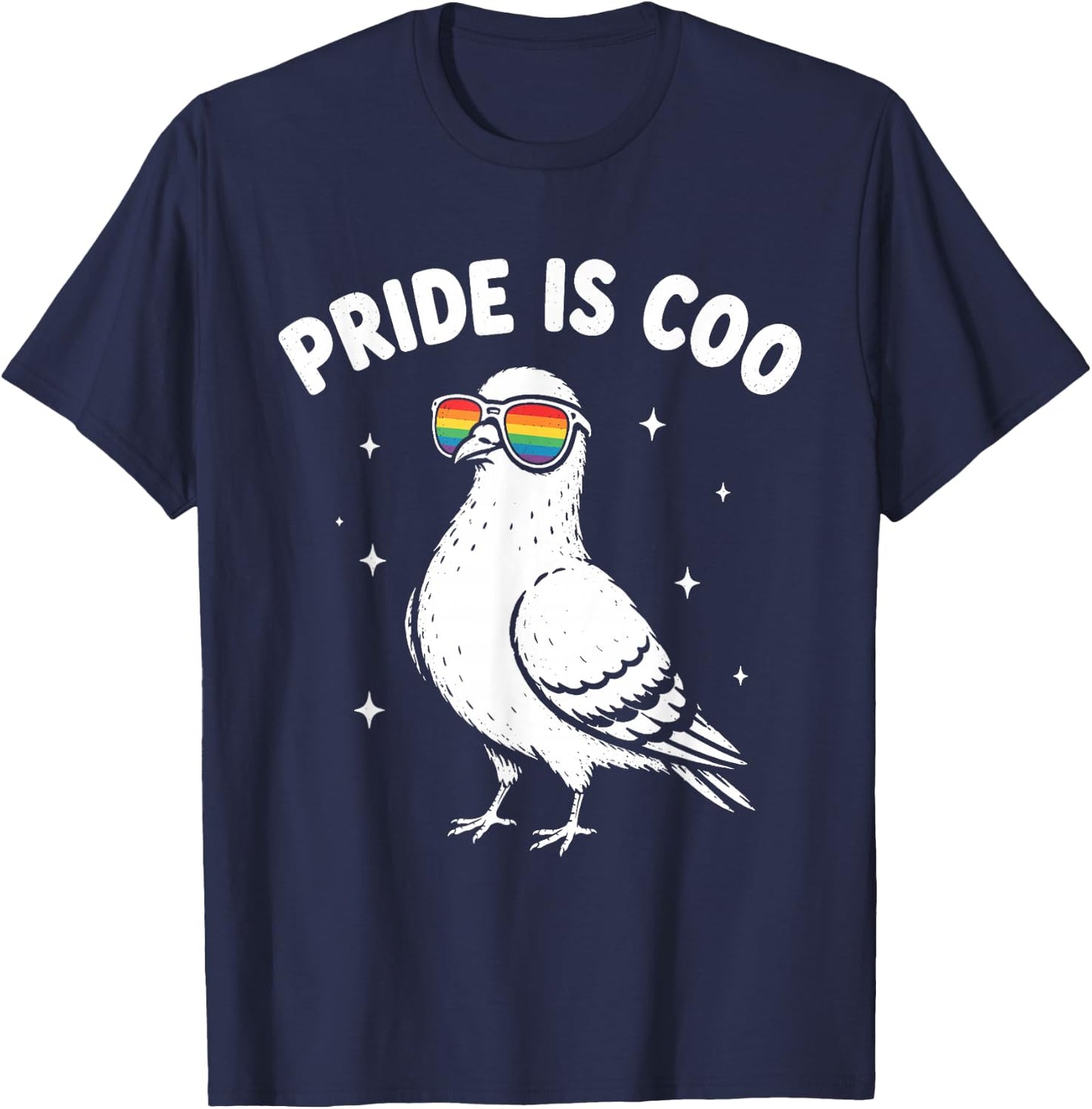 Pride is Coo Cute LGBTQ Pigeon Funny Pun T-Shirt - T-Shirt | Navy