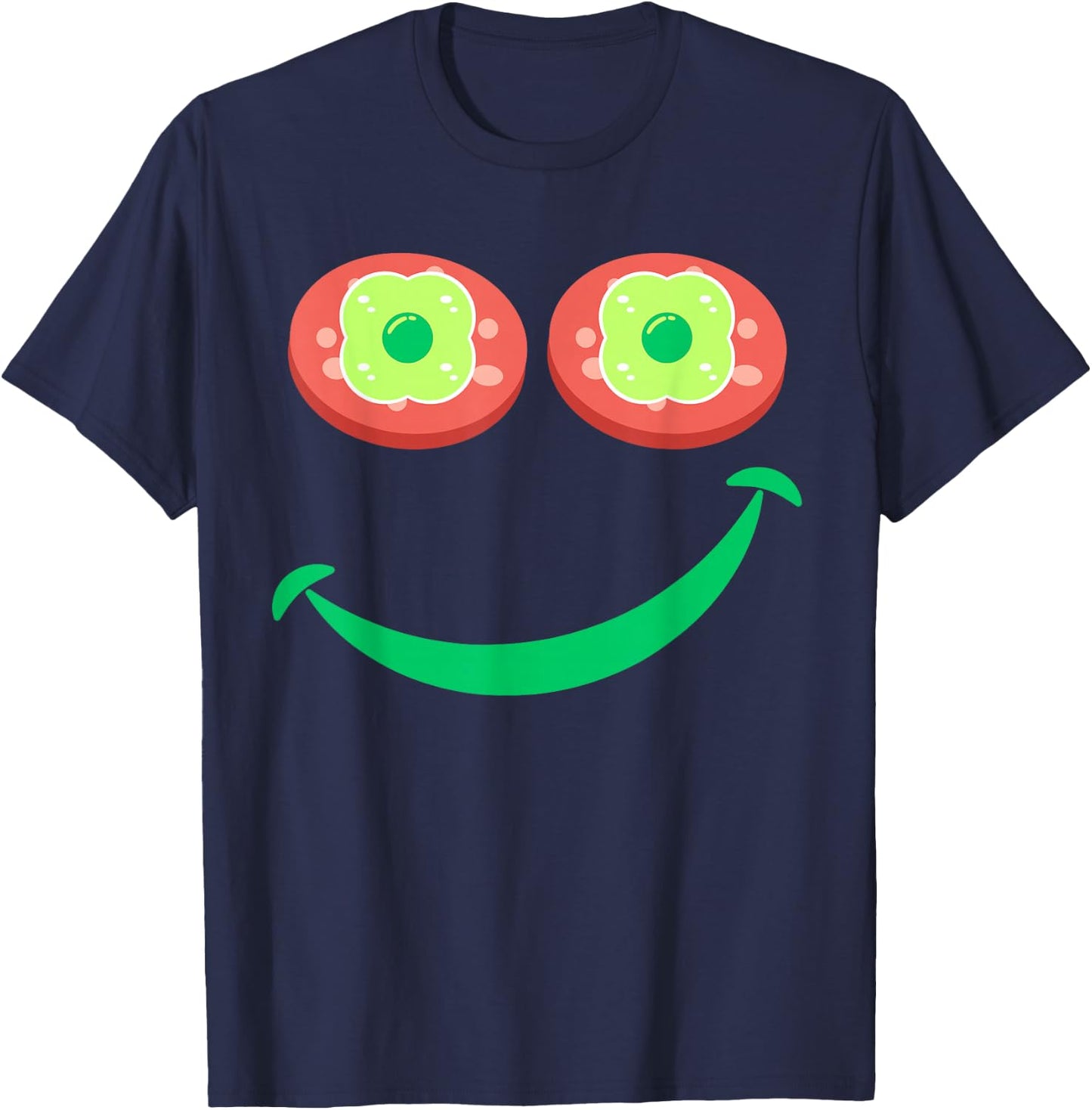 Funny Breakfast Eggs Green Smile Ham Face T-Shirt - T-Shirt | Navy