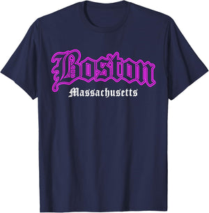 Pink Boston Massachusetts Souvenir Women T-Shirt - T-Shirt | Navy