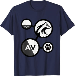 WaterWolf Community Adults , Black, Small, Short Sleeve, Cotton 65% Polyester 35%, , Graphic, Modern, Lightweight, Double Cuff, Stretchable, Casual Wear, Alpha Size T-Shirt - T-Shirt | Navy