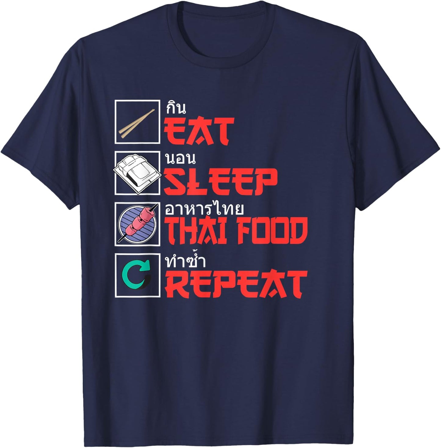 Funny Thai Food Design T-Shirt - T-Shirt | Navy