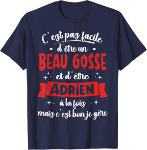 Adrien Funny Birthday Gift Beau Gosse , Black, S T-Shirt - T-Shirt | Navy