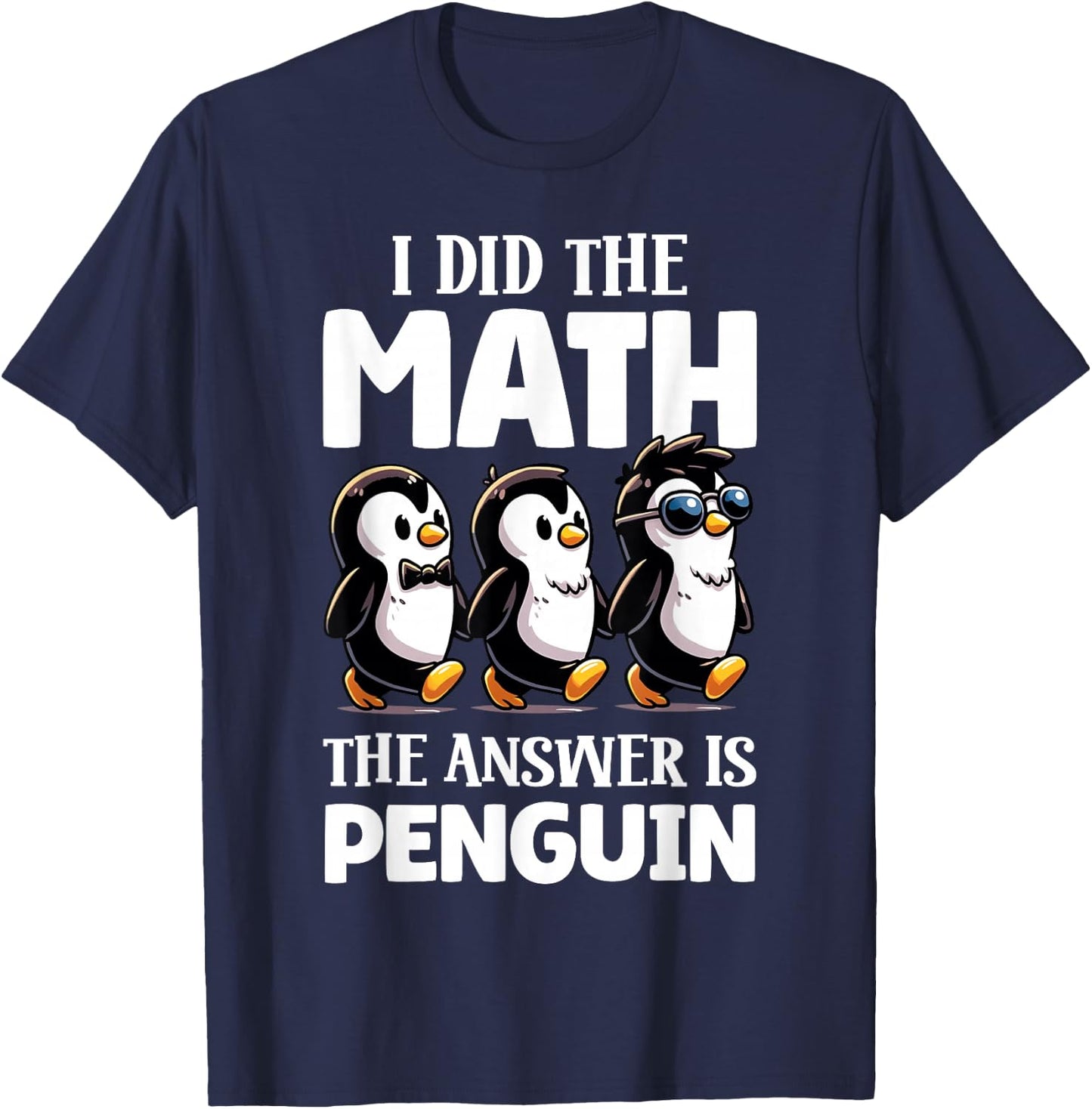 Math Penguin Teacher Funny Graphic T-Shirt - T-Shirt | Navy