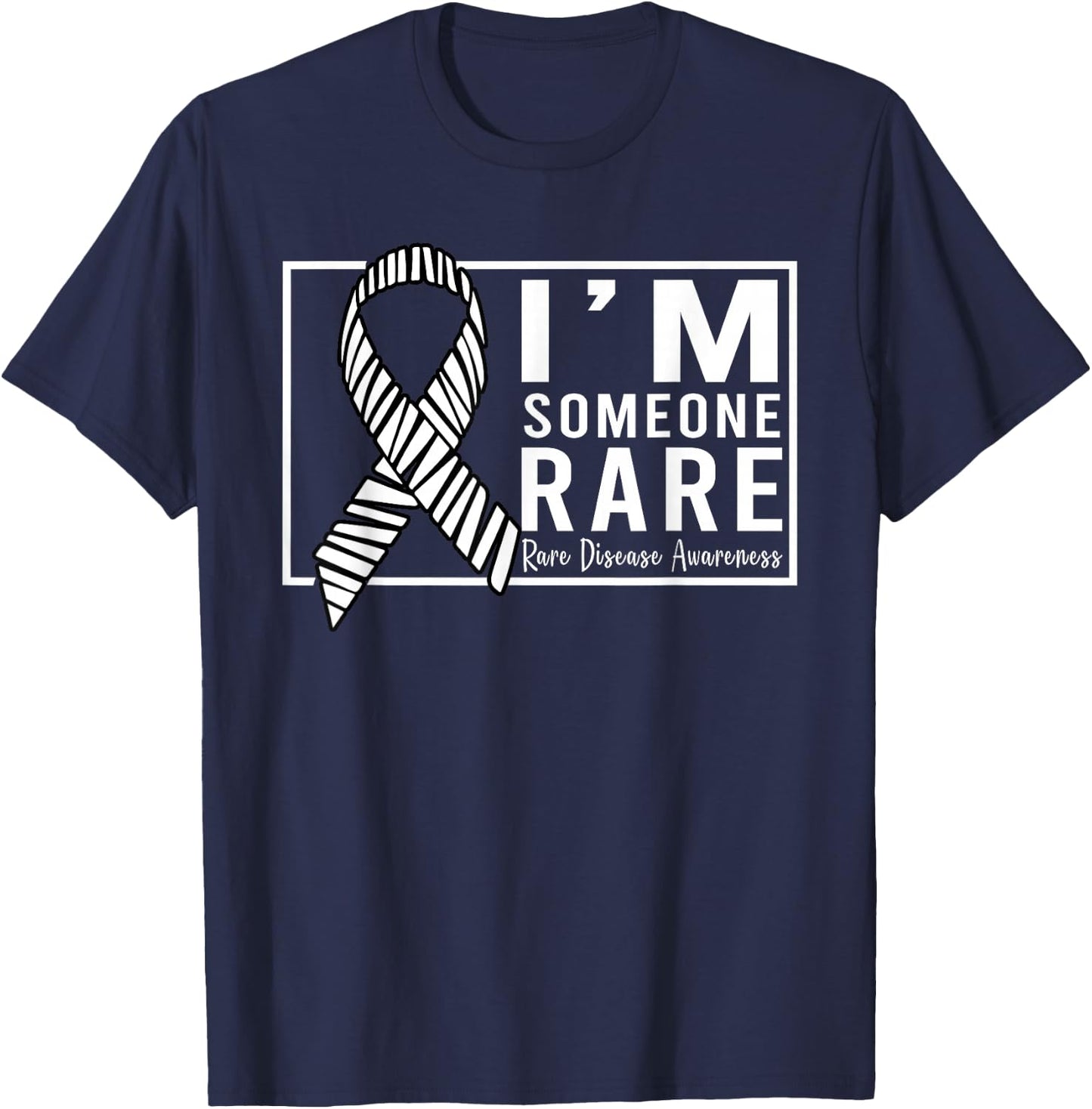 I'm Someone Rare Disease Awareness Day Zebra Ribbon T-Shirt - T-Shirt | Navy