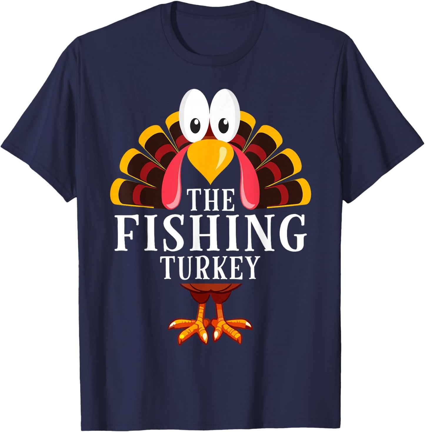 Thanksgiving The Fishing Turkey Matching T-Shirt - T-Shirt | Navy