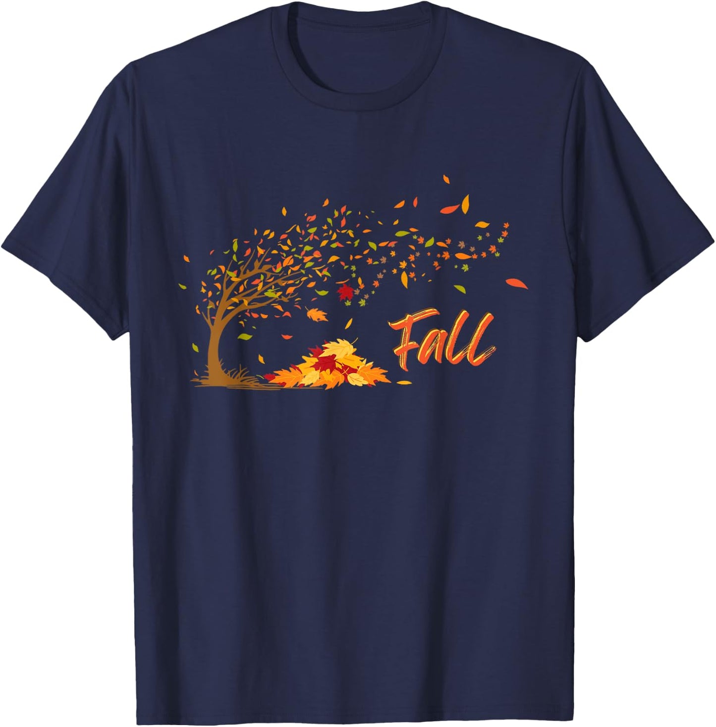 Simply Fall Leaves T-Shirt - T-Shirt | Navy
