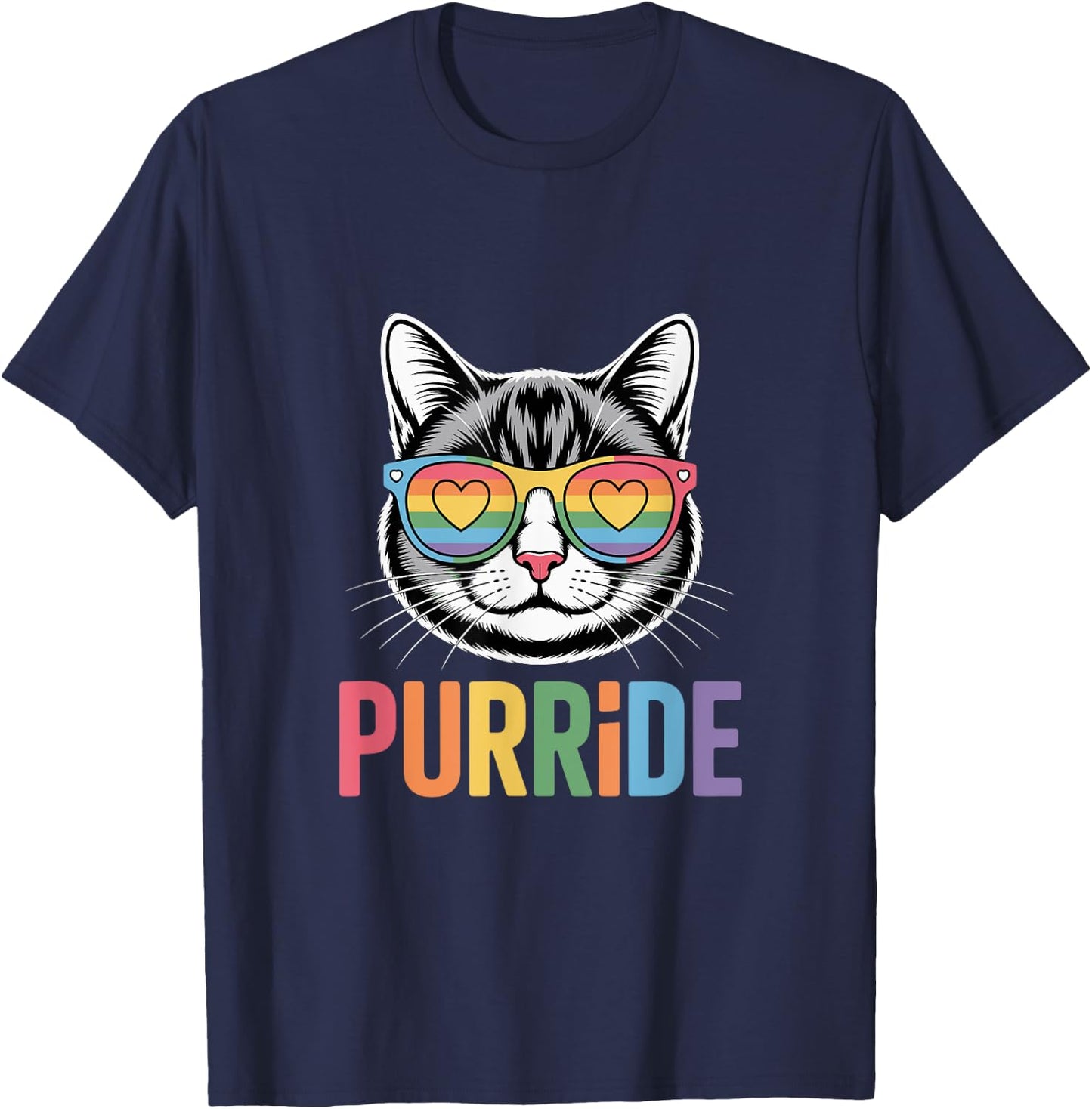 Pride Cat LGBTQ Rainbow Sunglasses Purride Women T-Shirt - T-Shirt | Navy