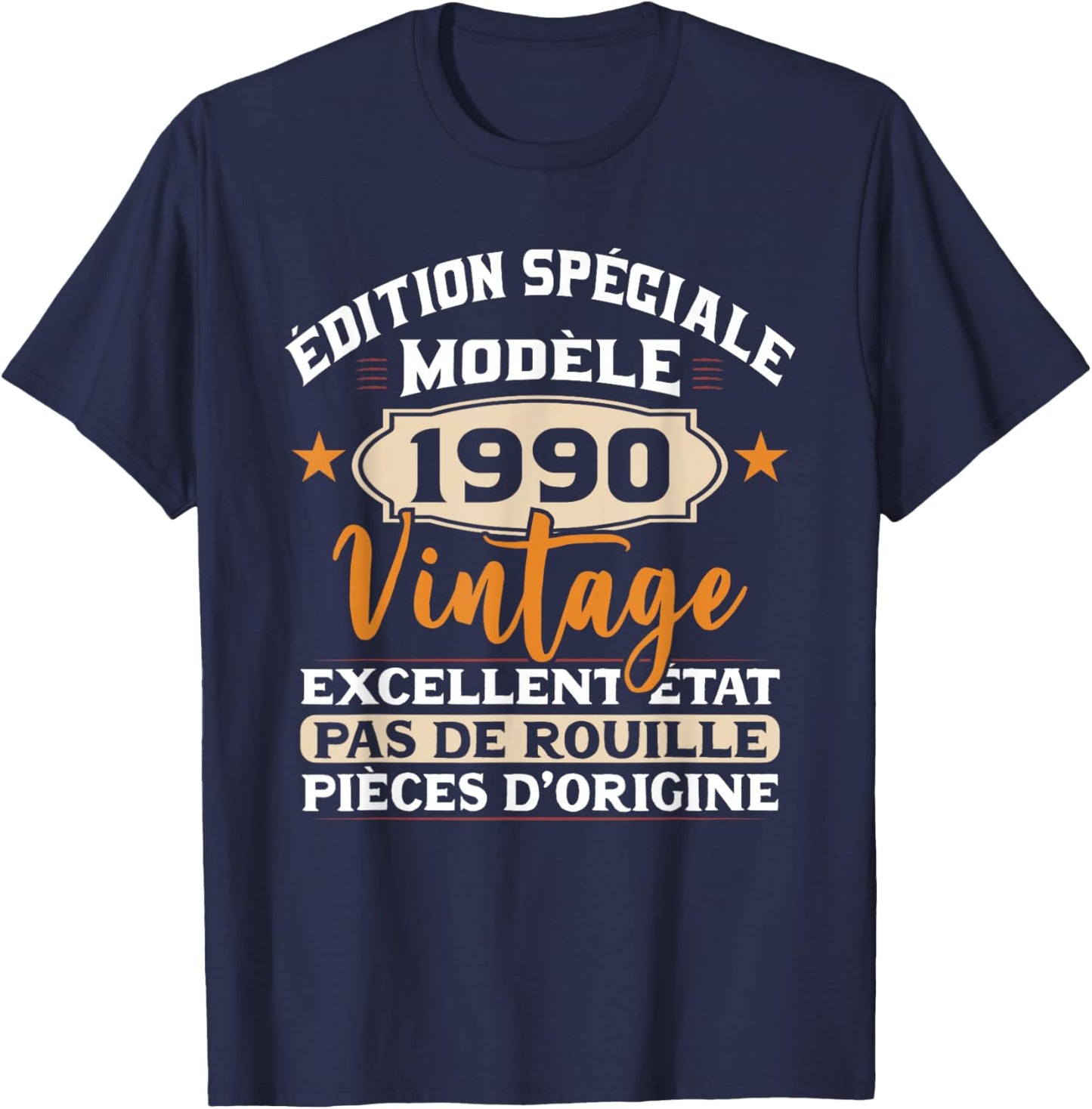 Original Gift Vintage 1990 Birthday Party 34 Years Man , Black, S T-Shirt - T-Shirt | Navy