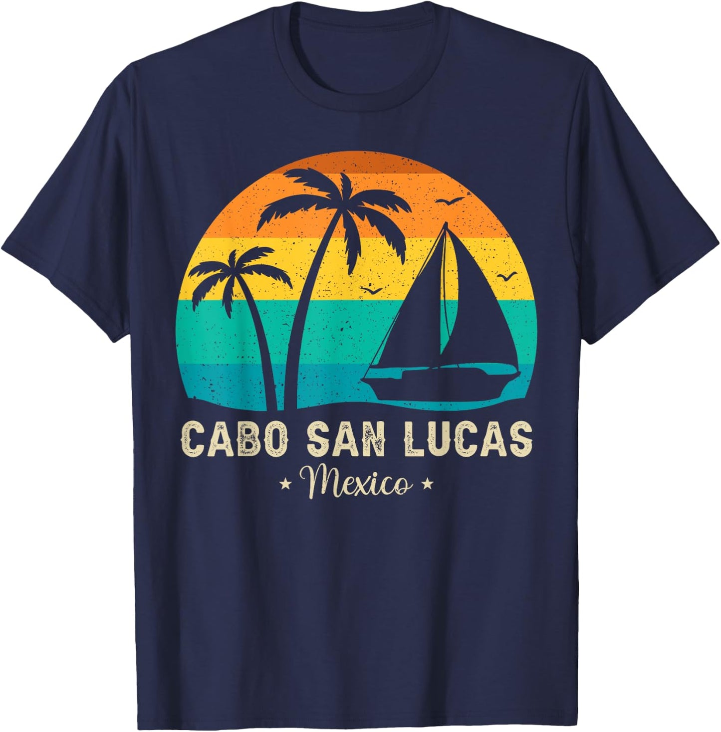Vintage Cabo San Lucas Mexico Sunset, Vacation Summer Men Women Girls Kids T-Shirt - T-Shirt | Navy