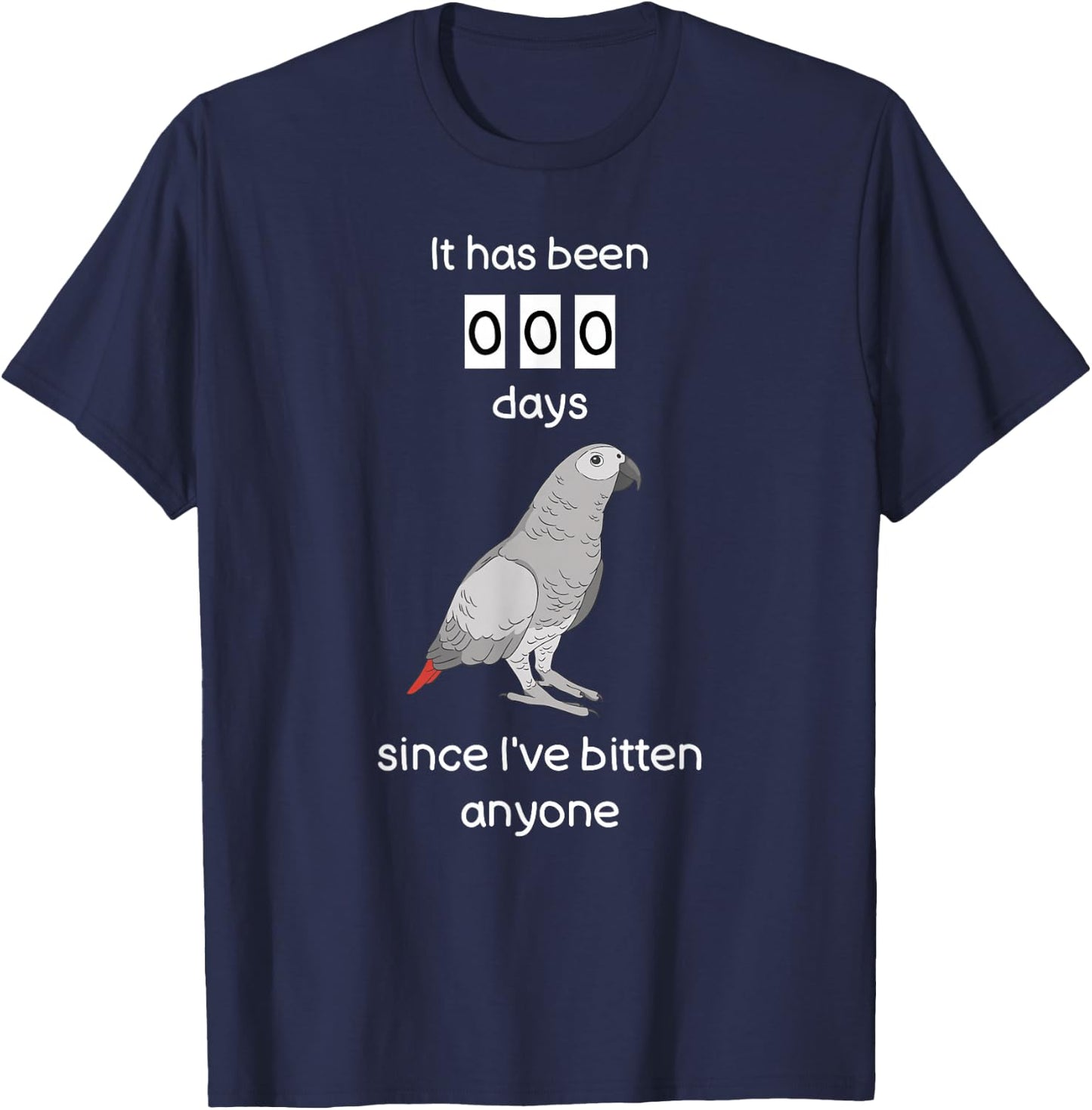 Funny African Grey Shirt Biting African Grey Parrot T-Shirt - T-Shirt | Navy