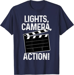 Movie Director Producer Filmmaker Film Lights Camera Action T-Shirt - T-Shirt | Navy