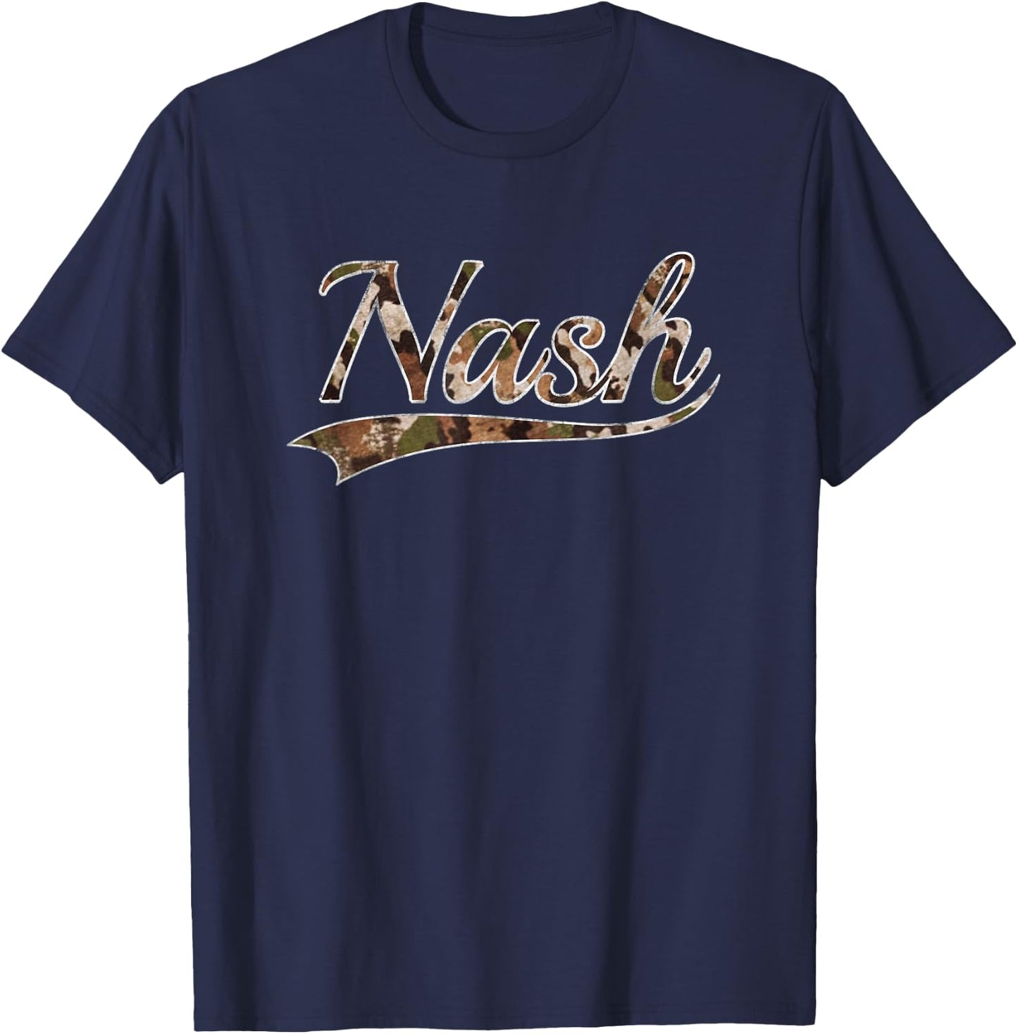 Nash Nashville Camouflage Vintage Inspired Distressed Camo T-Shirt - T-Shirt | Navy