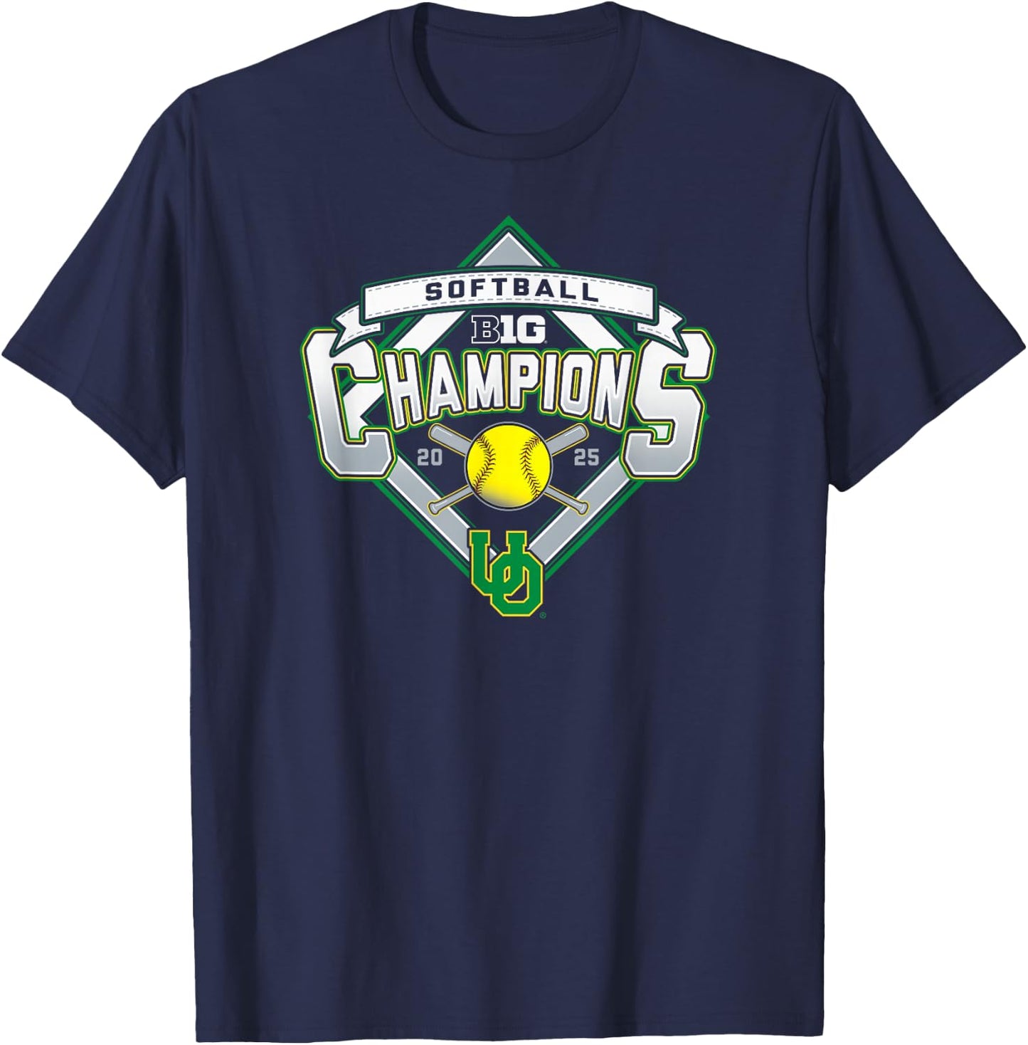 Oregon Ducks Softball Big Ten Champs 2025 Season T-Shirt - T-Shirt | Navy