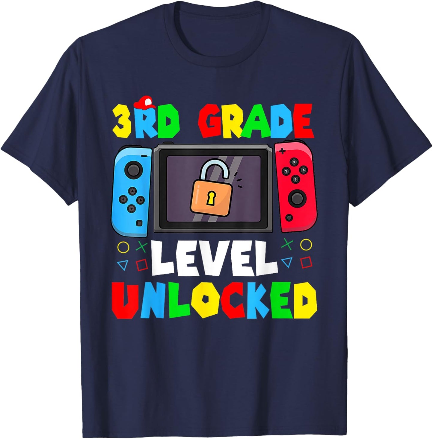 3rd Grade Level Unlocked Back to School First Day Gamer Boys T-Shirt - T-Shirt | Navy