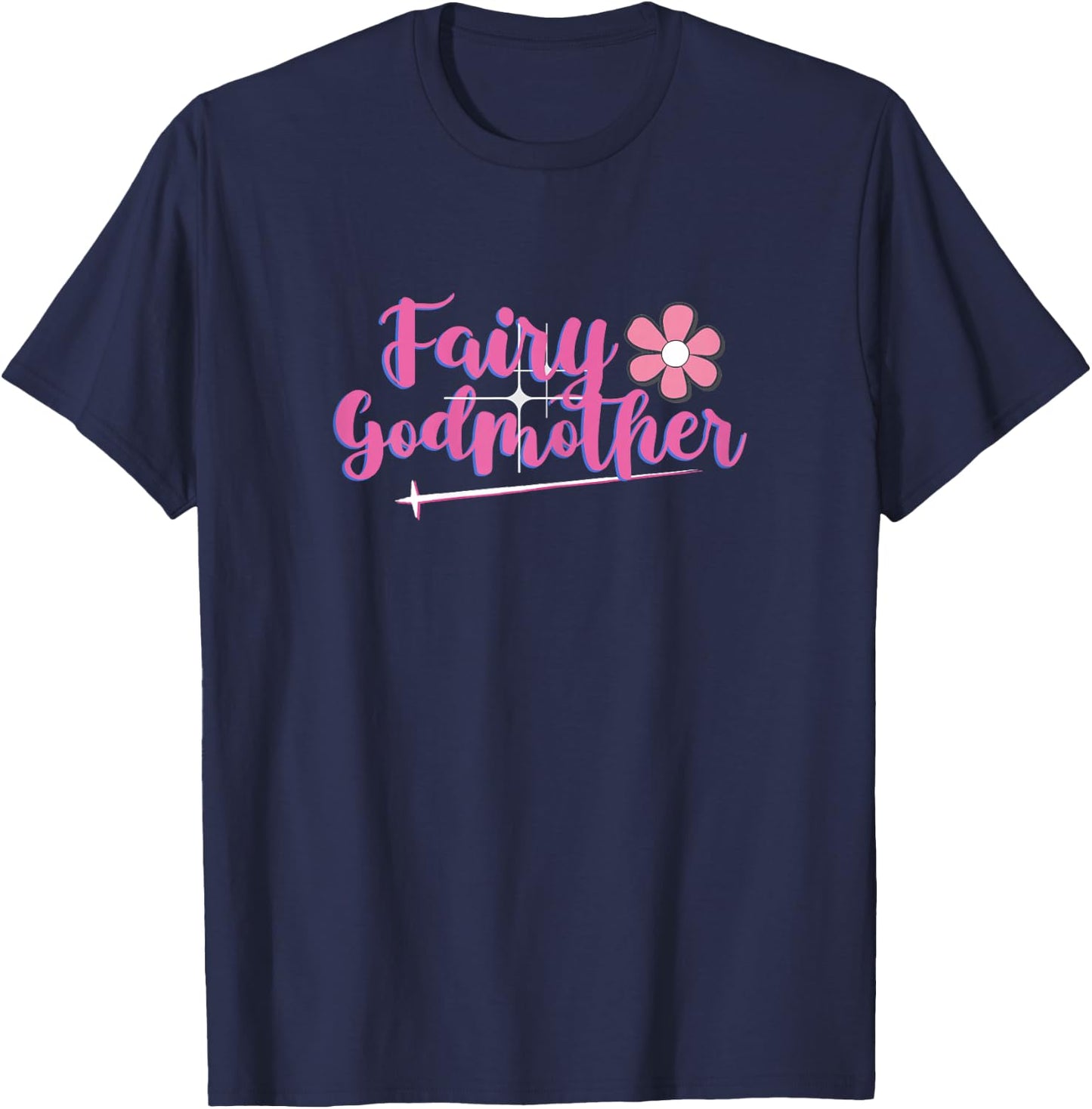 Fairy Godmother Godparent Godchildren Godmom Gift | Women's Black X-Small Modern Collarless Round Neck Short Sleeve T-Shirt - T-Shirt | Navy