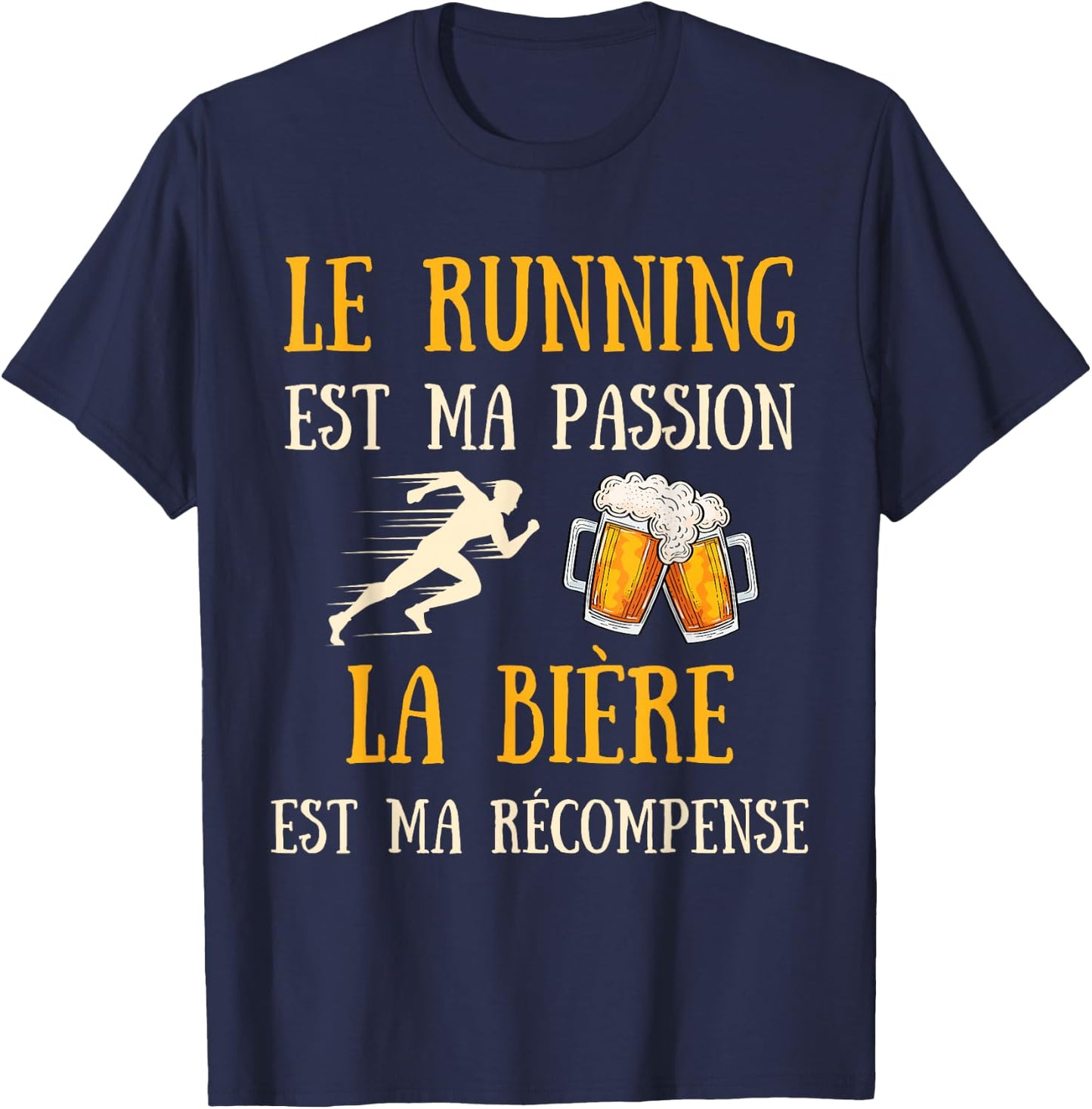 Running Beer Man Humour Running Gift Vintage , Black, S T-Shirt - T-Shirt | Navy