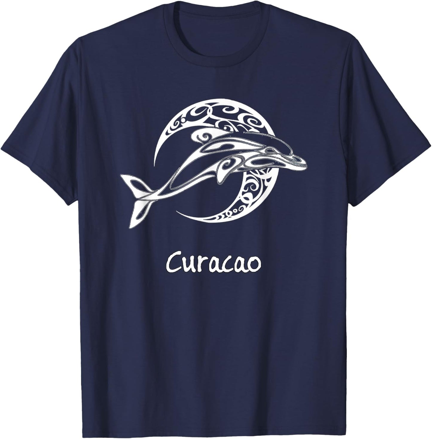 Curacao Tribal Dolphin Design Souvenir T-Shirt - T-Shirt | Navy