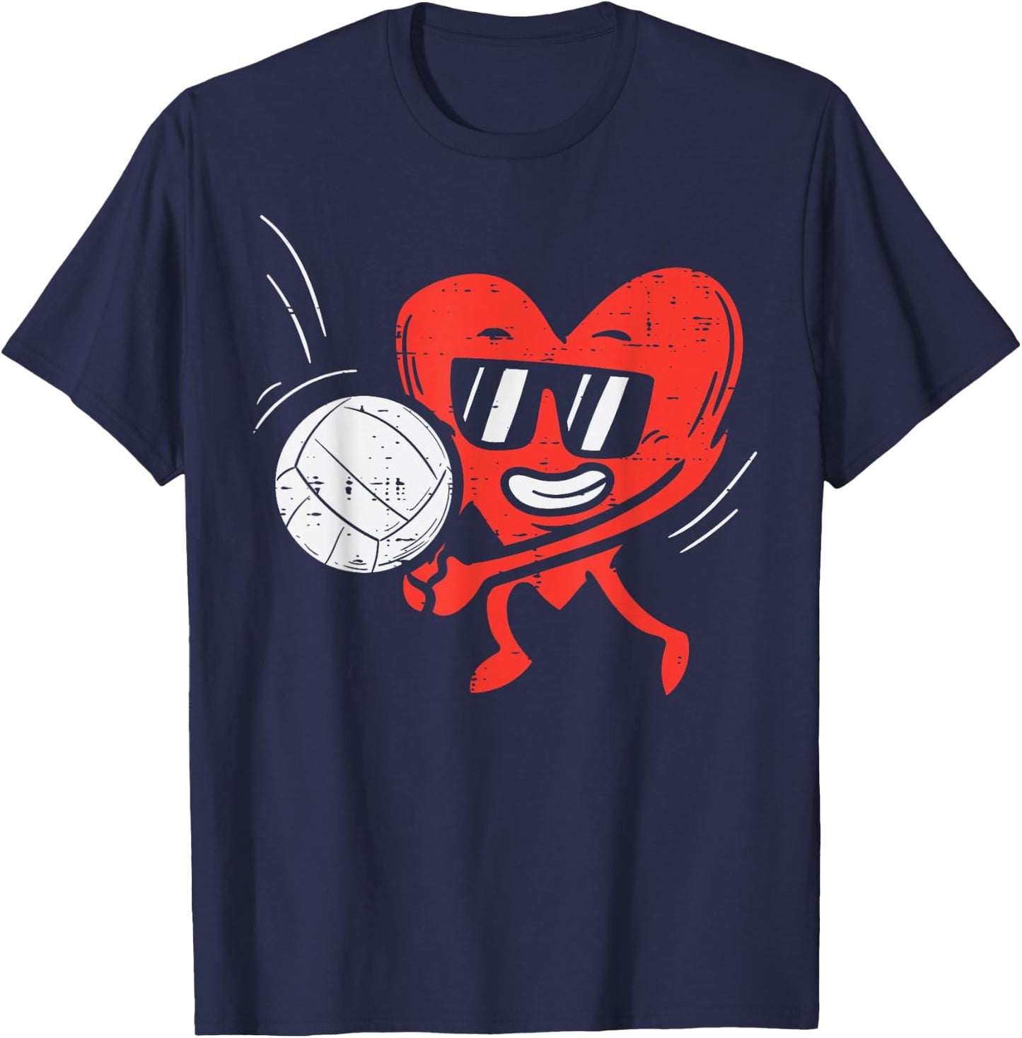 Heart Playing Volleyball Valentines Day Love Sports Girls T-Shirt - T-Shirt | Navy
