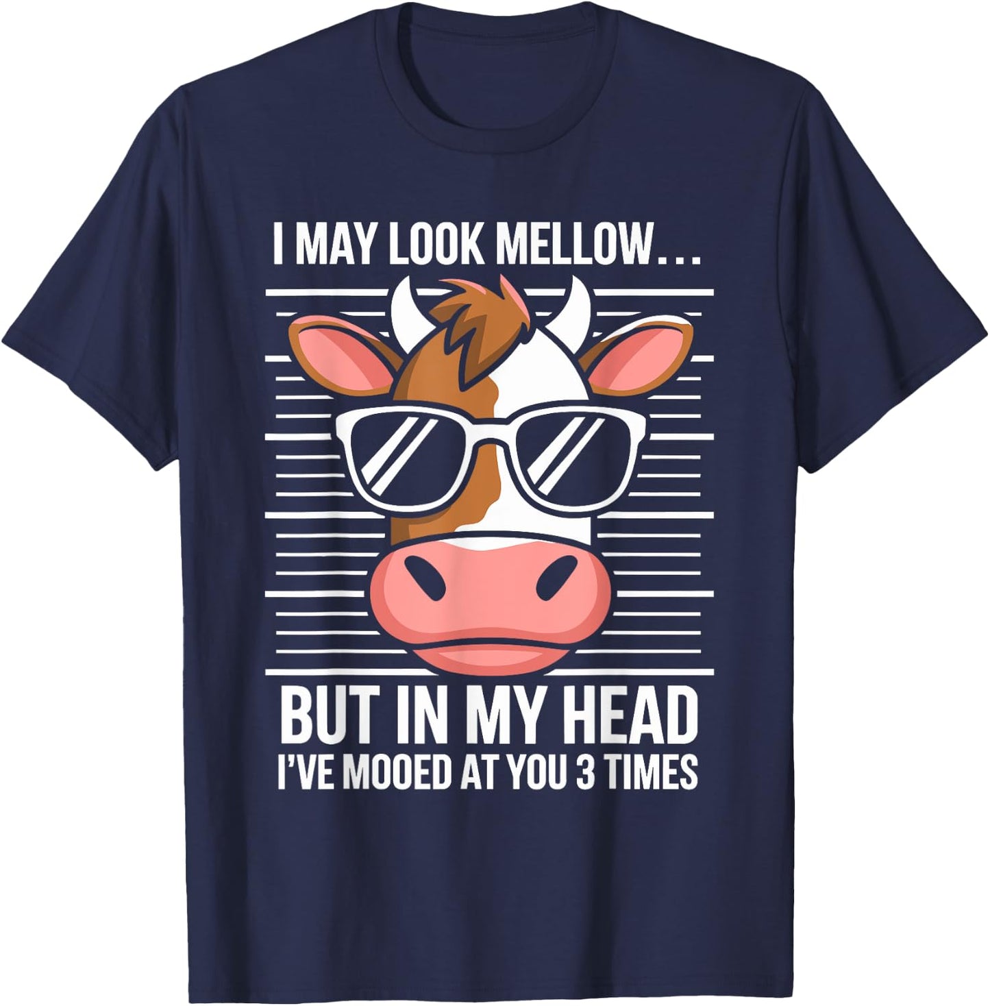 I May Look Calm but in My Head Funny Cow T-Shirt - T-Shirt | Navy