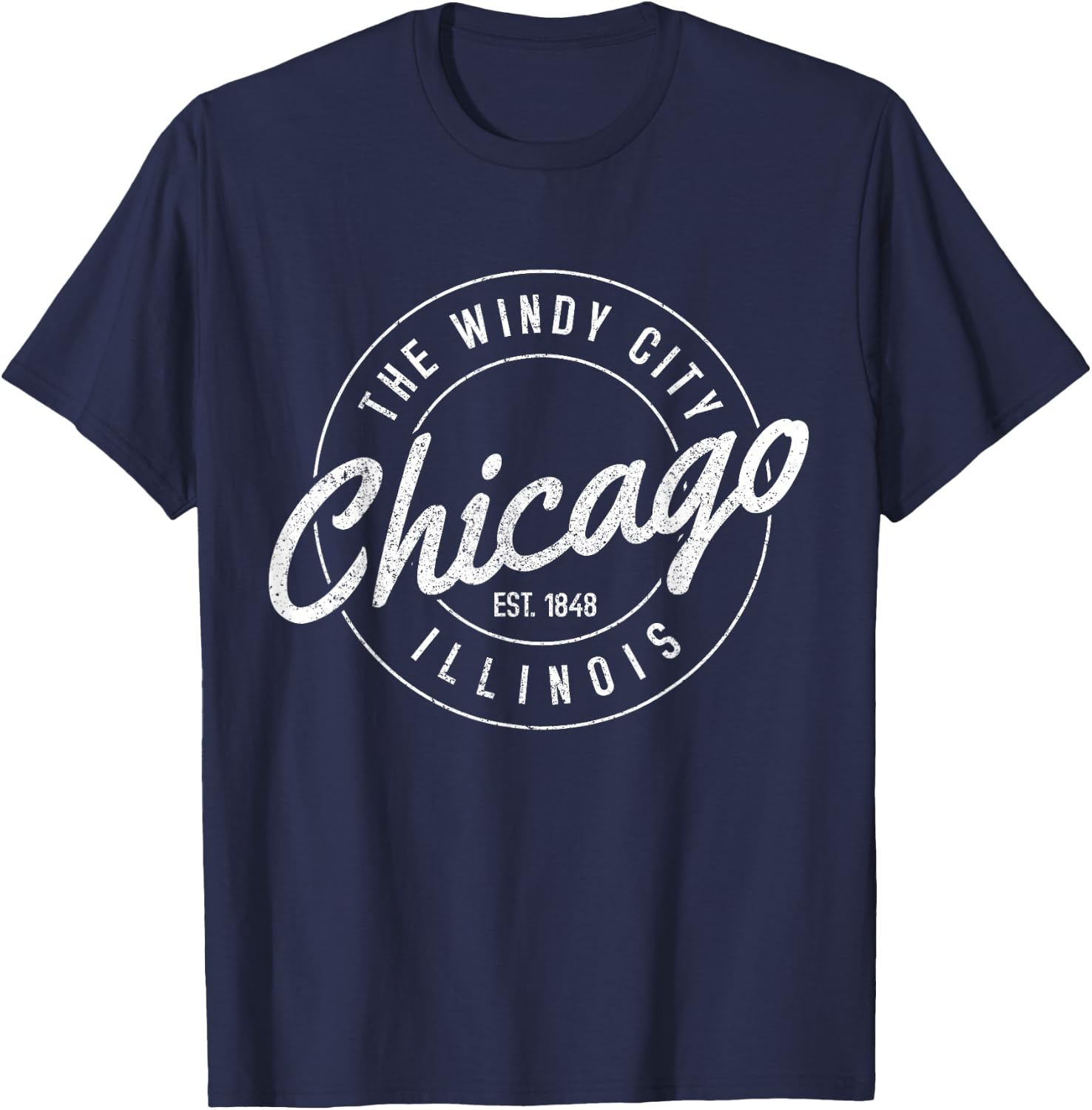 Chicago Est. 1848 Illinois The Windy City Souvenir Gift Small T-Shirt - T-Shirt | Navy
