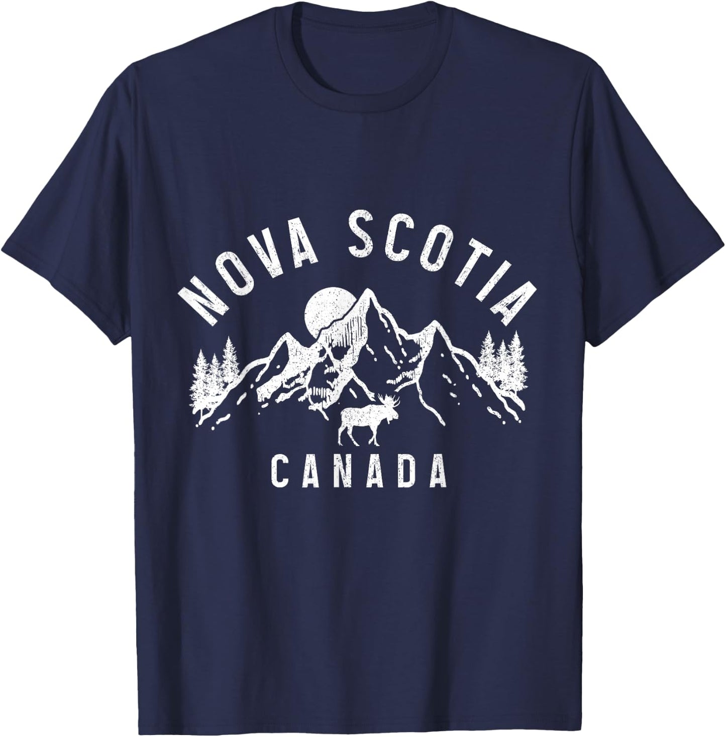 Nova Scotia Canada Souvenir Vintage Mountains Moose T-Shirt - T-Shirt | Navy
