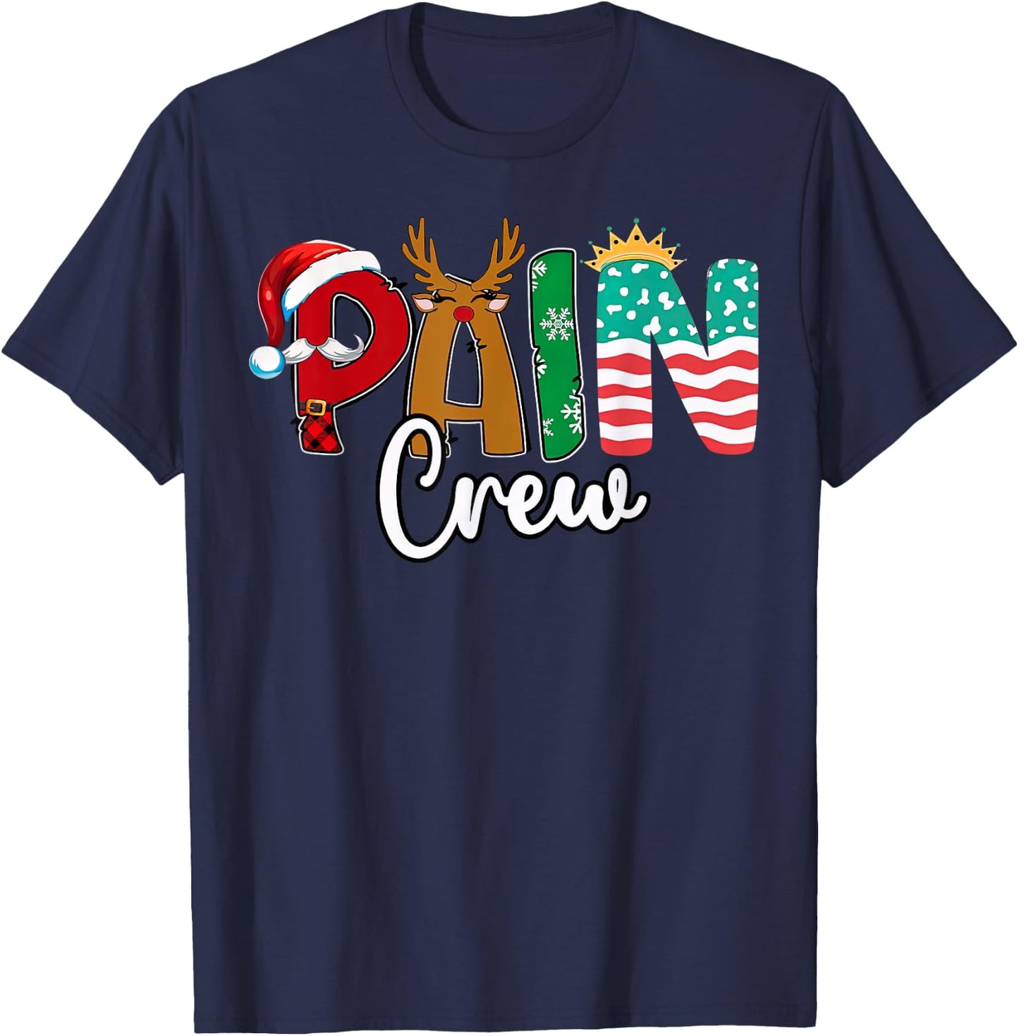 Pain Management Nurse Christmas Pain Crews Scrub Top Women T-Shirt - T-Shirt | Navy