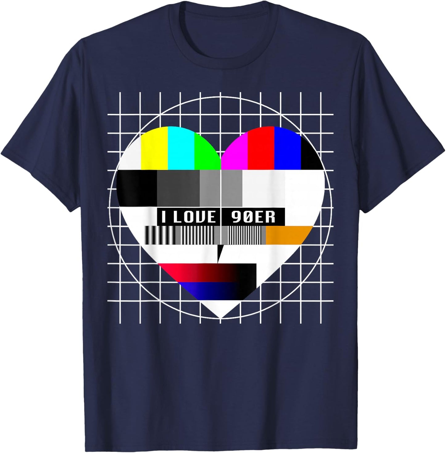 90er Party Testbild Herzform Liebe I Love 90er Jahre Kostüm T-Shirt - T-Shirt | Navy