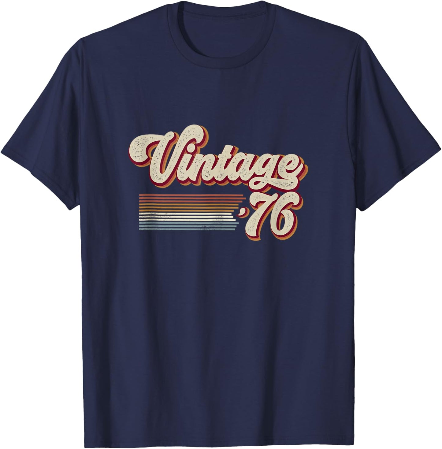 Vintage 1976 Retro Sunset Classic 50-Year-Old 50th Birthday T-Shirt - T-Shirt | Navy