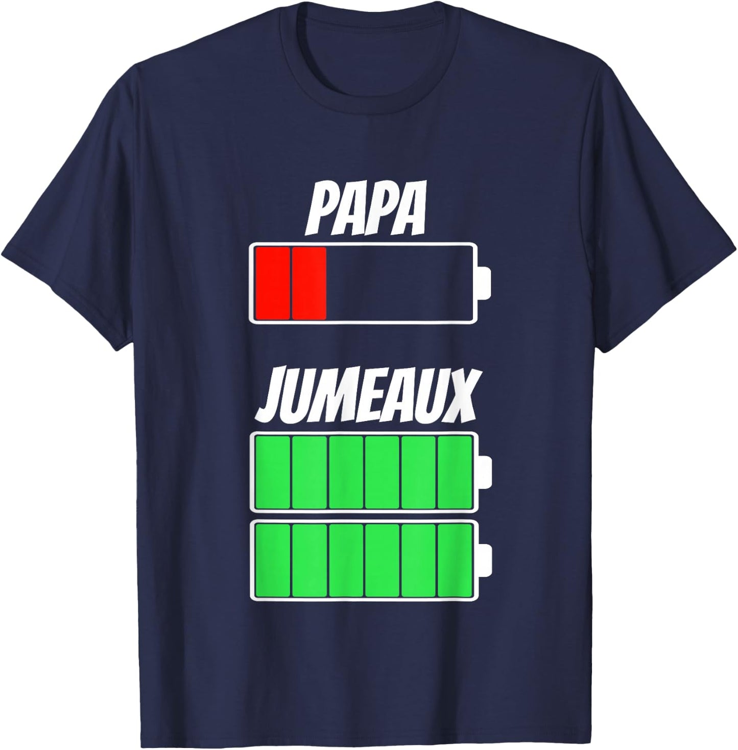 Daddy Twins Twins Dad Battery Battery Birth Christmas , Black, S T-Shirt - T-Shirt | Navy