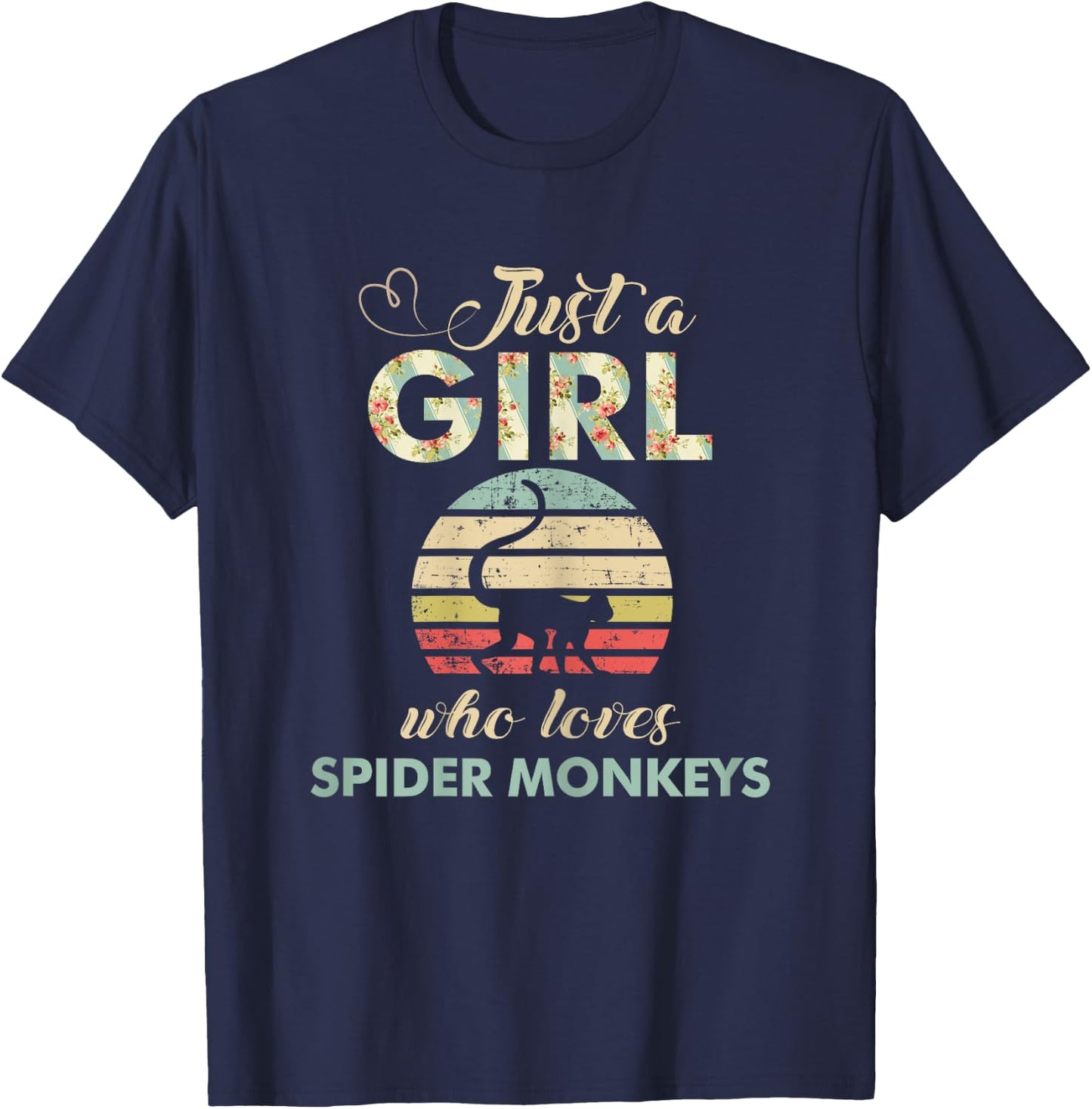 Just A Girl Who Loves Spider Monkeys Funny Primatologist T-Shirt - T-Shirt | Navy