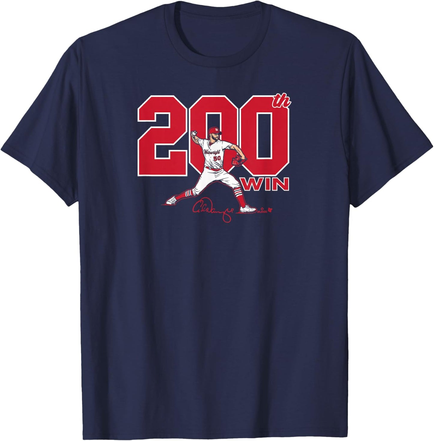 Adam Wainwright - 200 Wins - St. Louis Baseball T-Shirt - T-Shirt | Navy